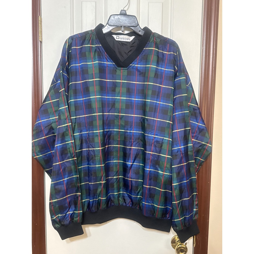 Lady Divots Plaid Pullover Windbreaker V-Neck Long Sleeve Golf XL